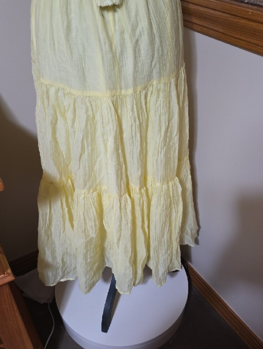 Yellow Tiered Maxi Sundress with Tassel Tie - Picture 6 of 10